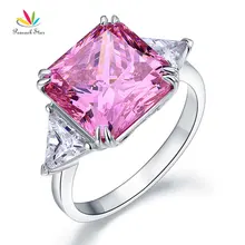 Роскошное кольцо в виде павлина из твердого 925 пробы серебра с тремя камнями, 8 карат, необычный розовый бриллиант CFR8156