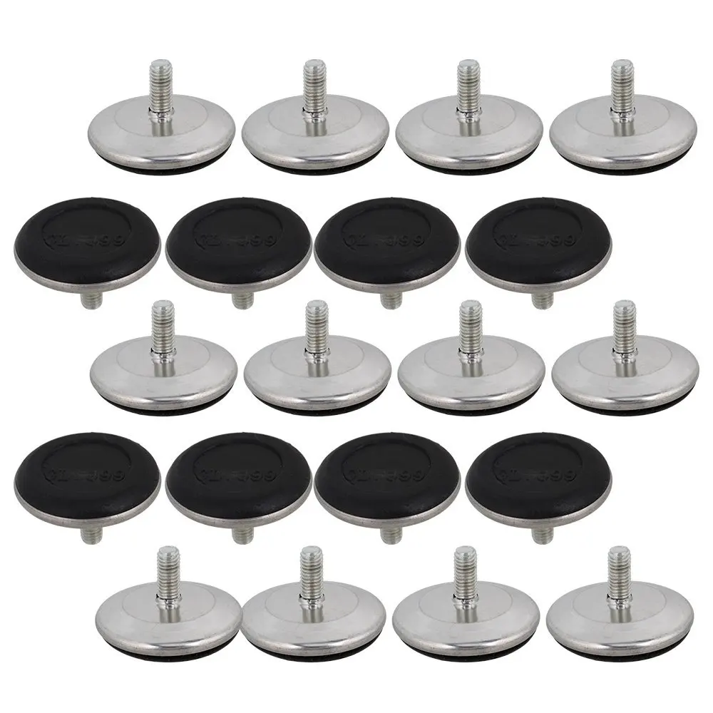 Black 50mm Dia Base M8 x 20mm Adjustable Furniture Leg Table Leveling Feet Pad Pack of 20