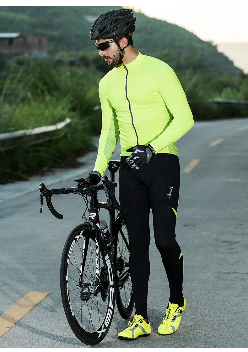 Santic мужские велосипедные колготки брюки лето осень 4D Мягкие Длинные дорожные MTB велосипедные брюки светоотражающие велосипедные длинные брюки Ciclismo
