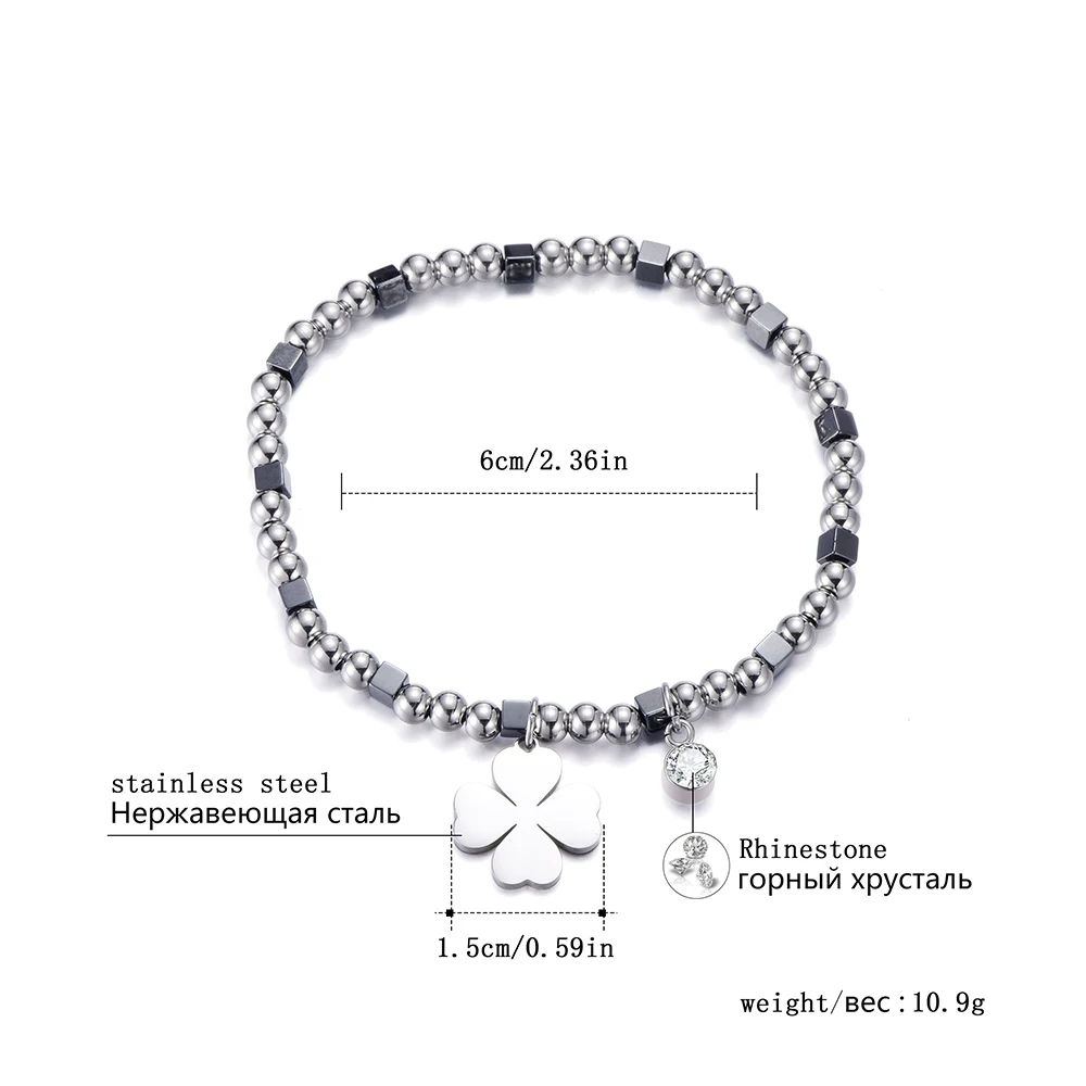 Милый Серебряный кристалл в форме листика кулон эластичный браслет для женщин простой из нержавеющей стали стильный браслет модные ювелирные изделия подарок