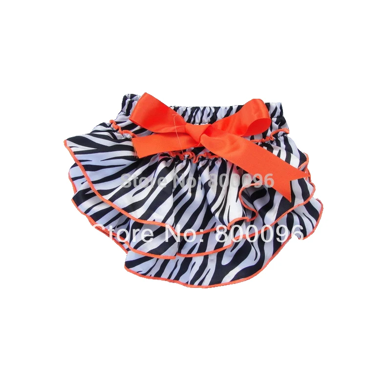 Hot Sale White Baby Bloomers Black Orange Bow Striped Satin Bloomers