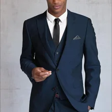 Новые стильные смокинги для жениха, смокинги для жениха с отворотом синего цвета, шафер Жених для свадьбы/выпускного вечера, костюм для жениха(куртка+ брюки+ жилет+ галстук