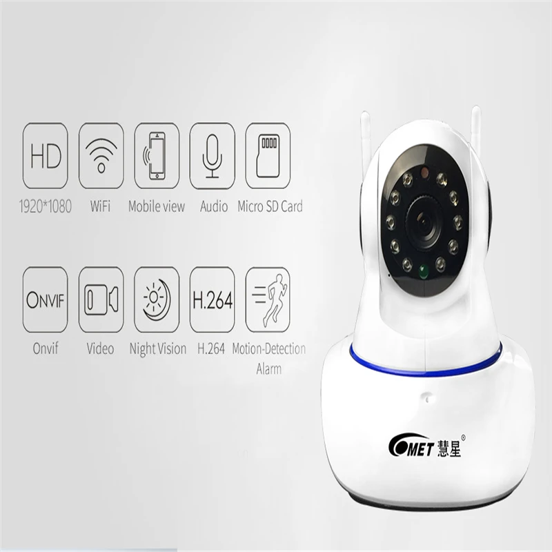 

OMET Home Security 1080P Wifi IP Camera Wifi Night Vision Audio Record Onvif P2P CCTV Surveillance Wireless Camera Baby Monitor
