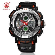 Muchacho de los hombres Relojes Deportivos Relojes Militares LED Digital Analog 2 Alarma de Zona Horaria Día Cronógrafo Reloj de pulsera de Cuarzo Relogios
