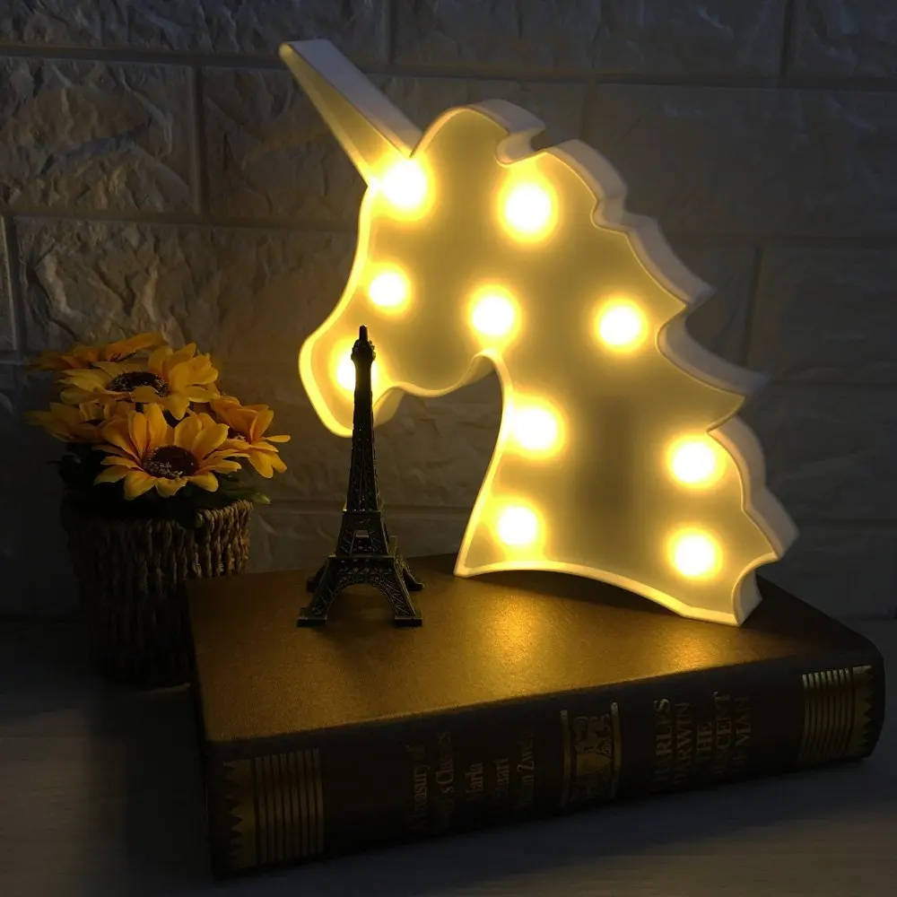 Adeeing 3D единорог Marquee светильник с 10 теплый белый светодиодный светильник для украшения дома светодиодный знак Marquee светодиодный светильник