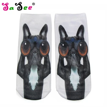 

Lifelike 3D Print Socks Low Cut Ankle Sock Deep Color Cute Doge Pattern Summer Autumn Breathable Women Cotton Casual Sock Meias