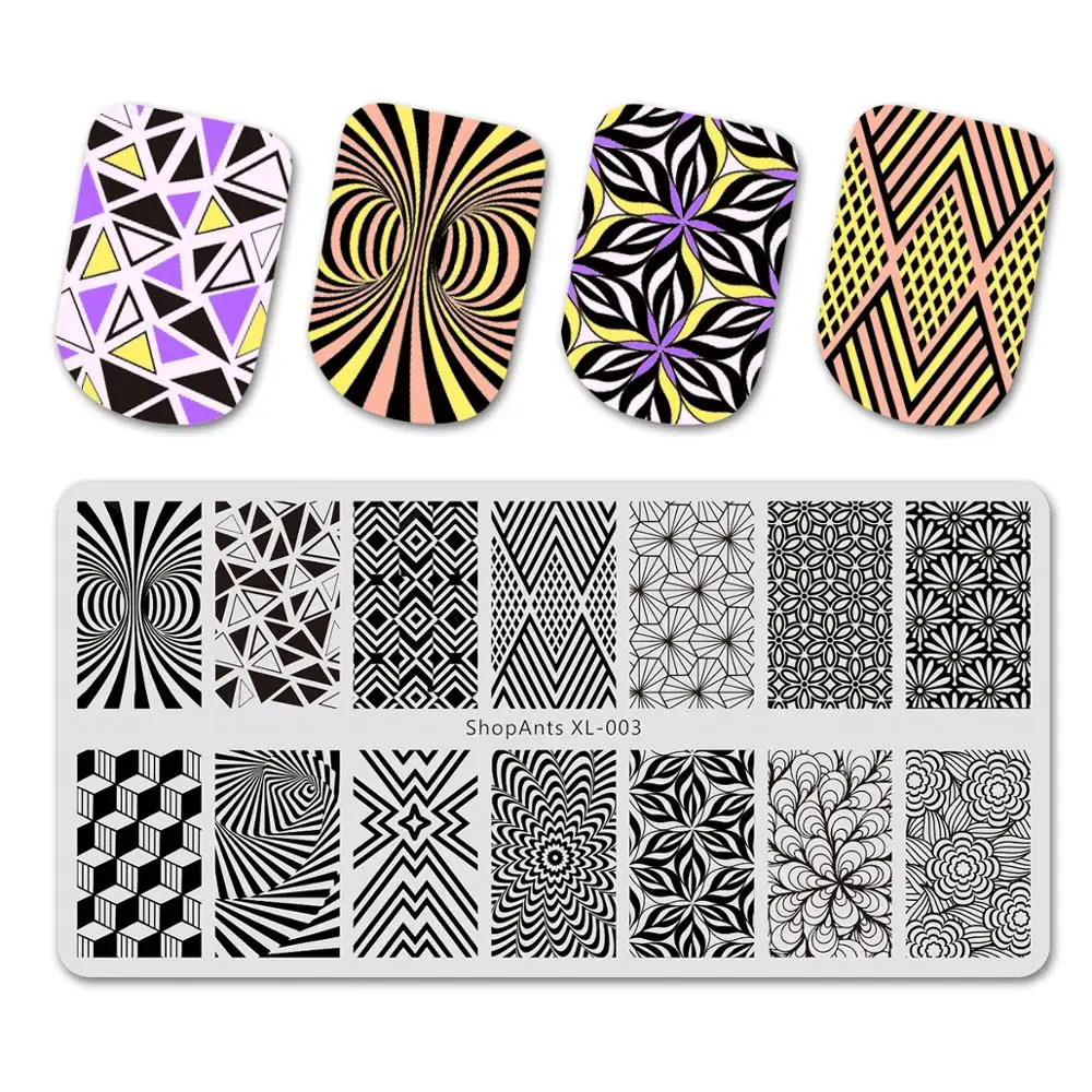 6*12cm Nail Stamping Plates Stencil Fantasy Block Flower Geometric Nail Art Stamping Plate Printing Stainless Steel Templates