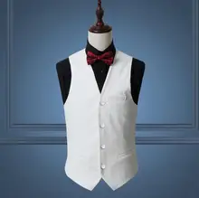 Red Classy Men Suit Vest Solid Black White Single Breasted Slim Dress Business Waistcoat Mens Dance Party Wedding Vests