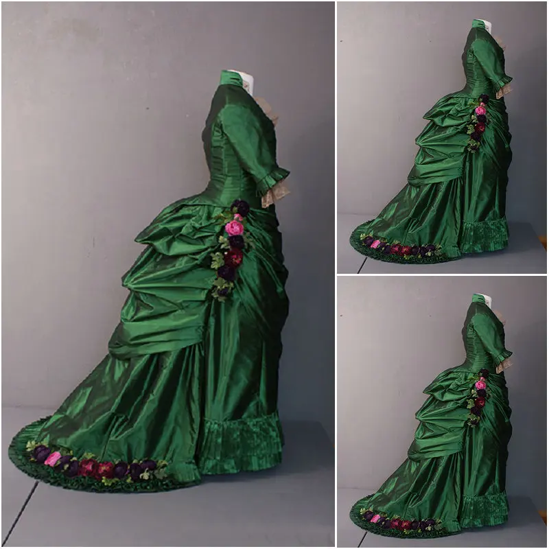Disfraz Vintage Victoriano de Ana Karenina para mujer, traje verde de los  años 19, guerra Civil de los años 1860, vestidos Scarlett de los Estados  Unidos de 4 a 36 C 140|scarlett