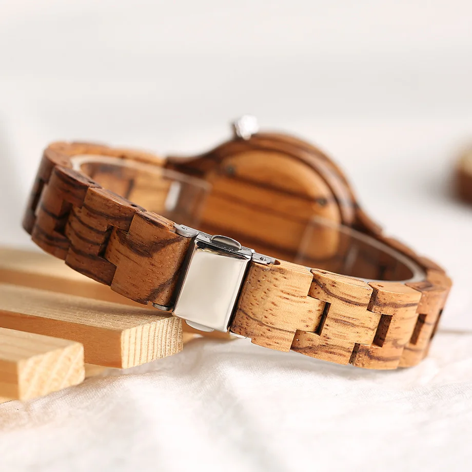 Creative Handmade Full Wooden Watches Women Round Slim Simply Dial Quartz Wood Watch Ladies Natural Fashion Timepieces           (23)