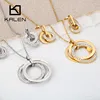 Kalen Stainless Steel Jewelry Sets For Women Three Rounds Pendant Necklaces Earrings Sets Women Fashion Zircon Wedding Jewelry ► Photo 3/6