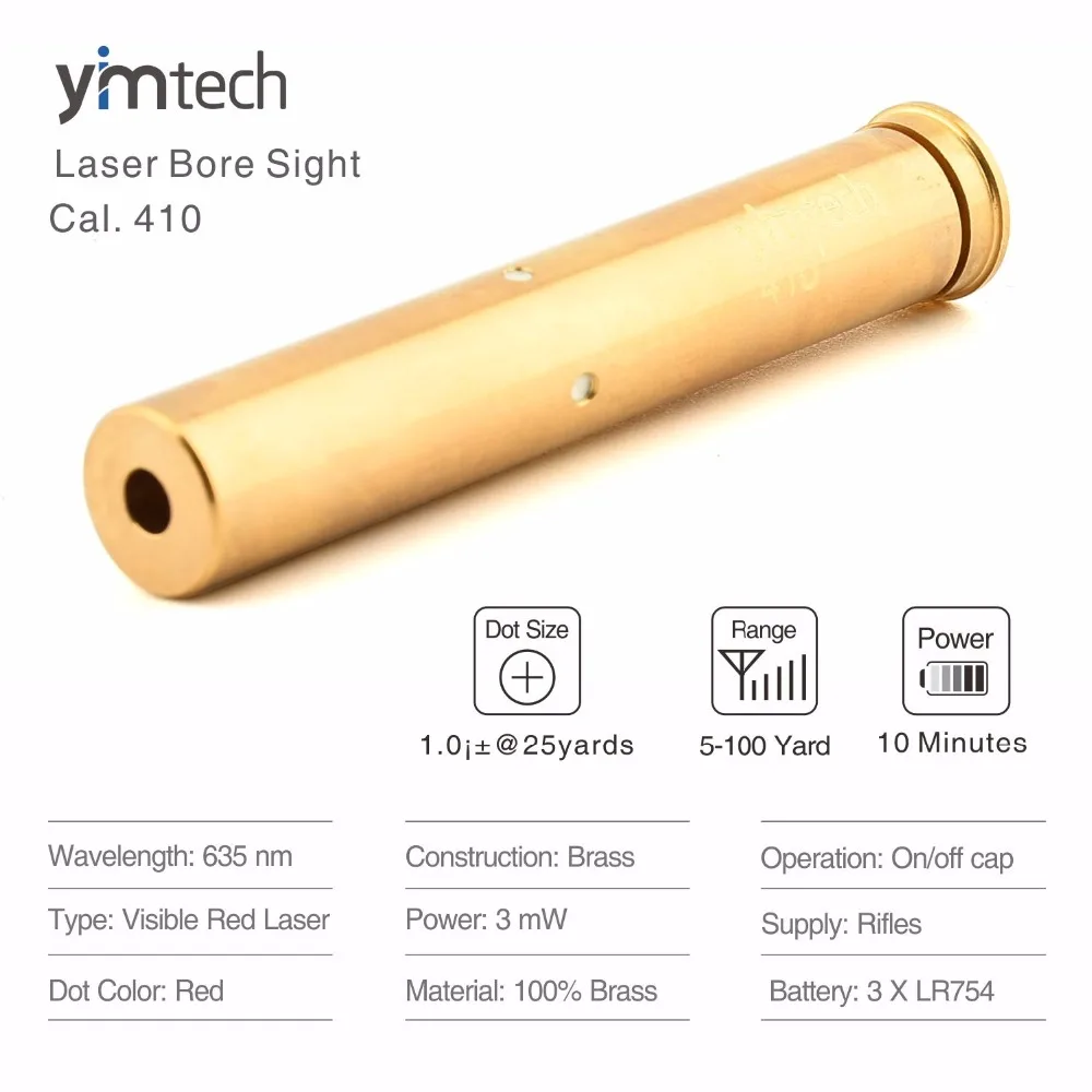 Laser Vermelho Vista Cartucho Bore Sight Boresighter Red Dot Boresight Caça 100% Latão 410