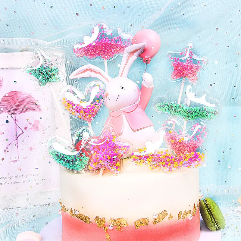 

Glitter Star Cloud Cake Topper Decor for Girls Birthday Party Twinkle Paillette Cupcake Decoration Wedding Birthday Party