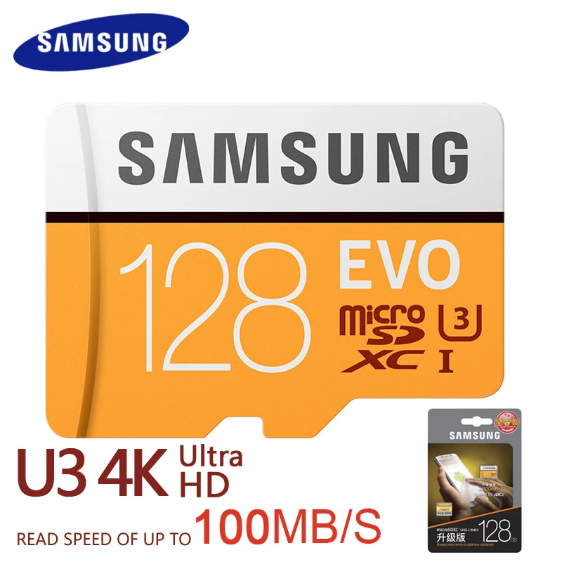 SAMSUNG Microsd Card 128GB 64gb 32gb 256gb 100Mb s Micro SD Memory Card TF Flash Card