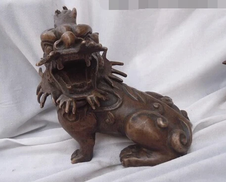 

xd 003344 China bronze copper carved Foo Dogs Lion Sculpture statue