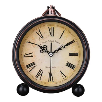 

Retro European Round Alarm Clock Stand Silent Quartz Clock Simple Bedside 6 Inch Digital Soonze Bell Reloj Alarm Clock