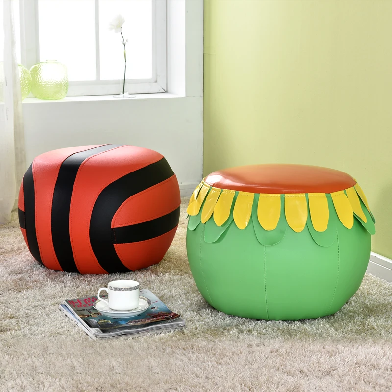 

10%Creative fruit change shoes stool children cartoon leather stool children learning stool sofa stool fashion wear shoes