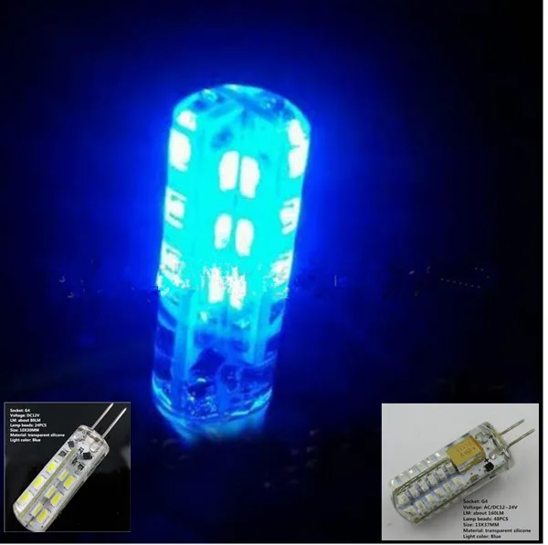

10pcs/lot Led G4 12v blue light bulb G4 24v blue LED 1.5w 2.5W 24v g4 blue led free shipping g4 blue 12v 24v LED