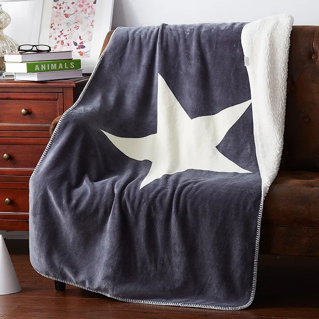 Aliexpress White Star Pattern Grey Throw Blanket Soft White Star Pattern Grey Throw Blanket Soft C Fleece Summer Bed Sofa Throws Multifunctional Double