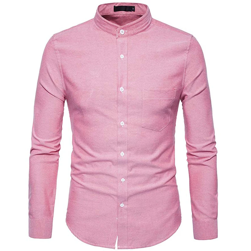 

Oxford Cotton Mens Dress Shirts 2018 Spring New Stand Collar Chemise Homme Casual Slim Fit Camisas Youth Style Male Clothing 6XL