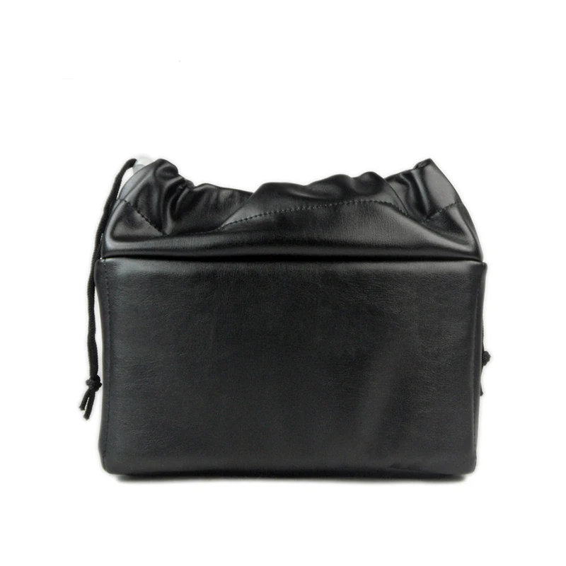 New PU Leather Partition Padded Insert Drawstring Camera Bag Black Shockproof Protection Case