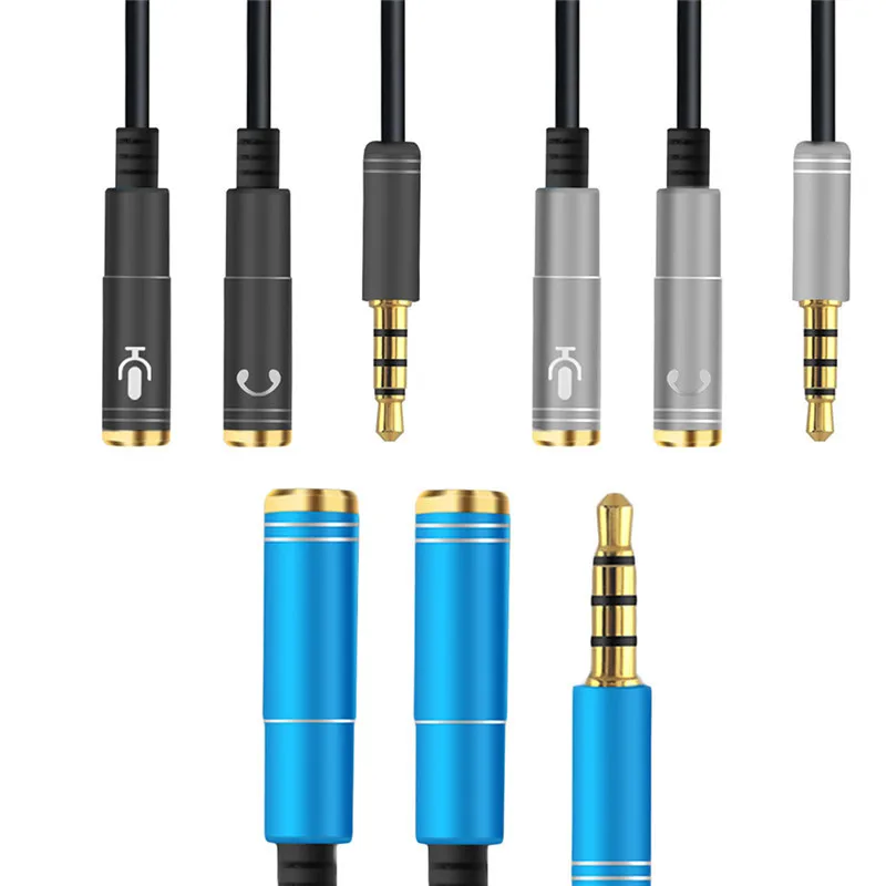 3.5 mm Jack Aux Cable Cord 3.5mm Mic + Headphone Splitter