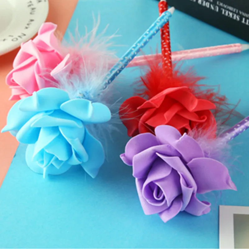 

1pcs New novelty Roses Flower Ball Ballpoint Pens Biro Students Girl Office School Writing supplies fashion gifts