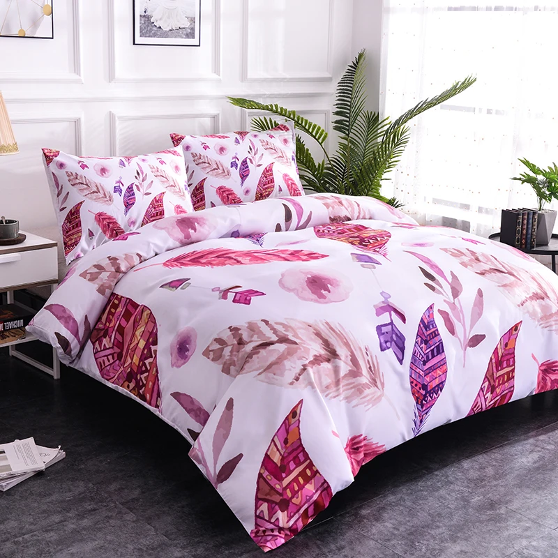 ZEIMON 3D طقم ملائات سرير مطبوع متعدد الألوان الريش ل غرفة نوم الديكور 2/3 قطعة البوليستر المنسوجات المنزلية غطاء لحاف المخدة