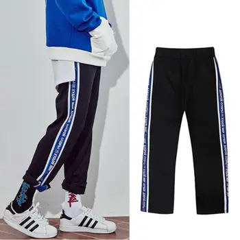 

Men's Pants Kpop Wanna One Bae Jin Young Black Pink Same Style Hiphop Pants Side Striped Fashion Casual Pantalon Femme