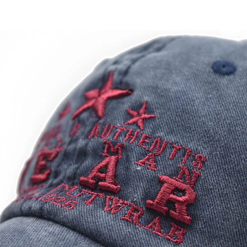 LADUNDI Washed Cotton Baseball Caps Men Summer Retro Cap Embroidery Casquette Dad Hat For Women Gorras Planas Snapback