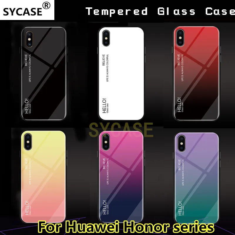 SYCASE письмо градиента закаленное Стекло чехол для телефона Huawei Honor 7 APro Note10 10 Lite