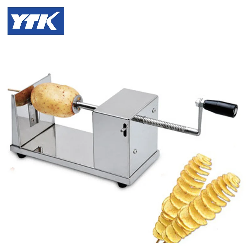YTK Selling Stainless Steel Potato Twist Cutter Spiral Potato Chips Slicer Cutter grind stainless steel potato slicer chip cutter crinkle wavy with plastic handle