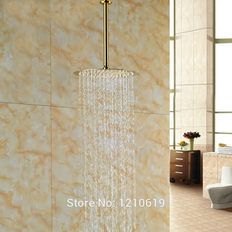 

Newly 10 Inch Rain Top Shower Head w/ Arm Ceiling Mounted Gold Plate Top Shower Head Sprayer