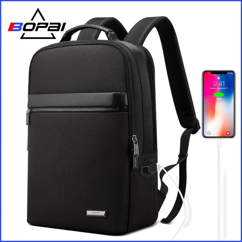 

BOPAI Backpack Men Anti-thief USB Charge Laptop Backpack for 15.6 inch Fashion Message Work Waterproof Business Backpack for Men