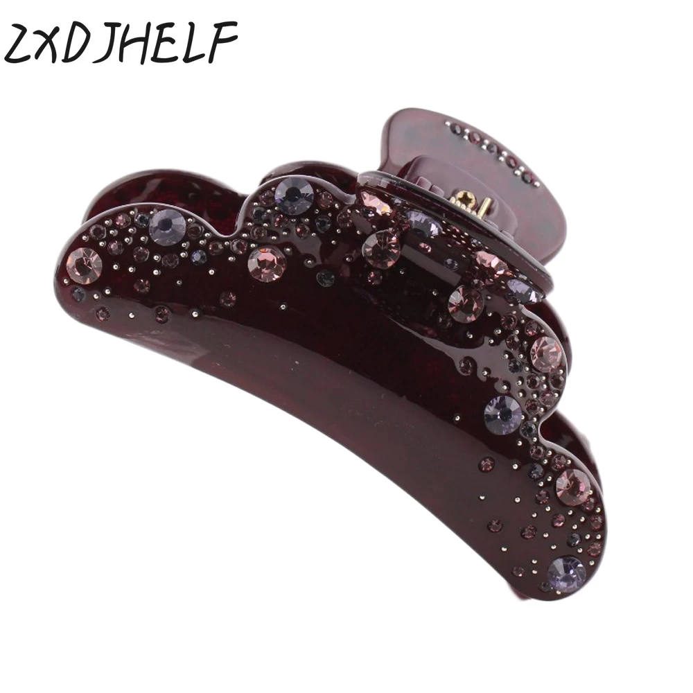 

ZXDJHELF Brand Women Barrettes Fashion Acrylic Hair Claw Accessories Shiny Crystals Headwear Ornament For Gril Nice Gifts F128
