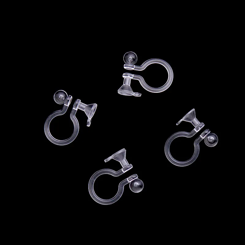 SEA MEW 100PCS Transparent Ear Clip For Jewelry Making ,Ear Plug Plastic Earrings Accessorie Base Setting DIY Jewelry Component Jewelry Findings