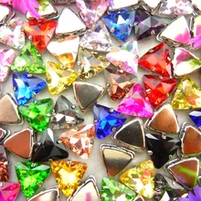 Glas Kristall Silber klaue 18mm 10 stücke nizza farben Dreieck form Nähen auf strass perlen bekleidung kleidung dekoration diy