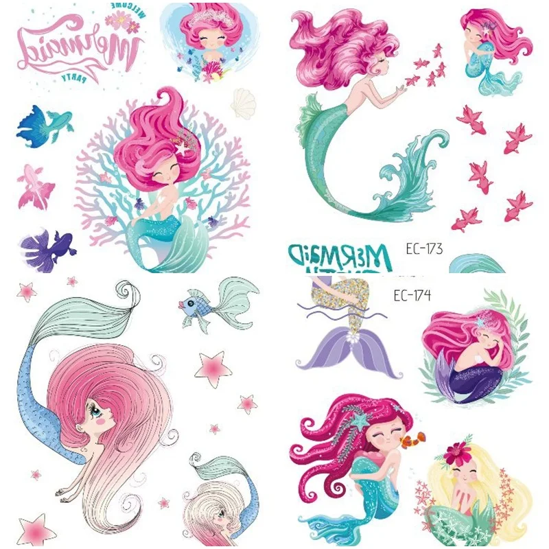 

Cartoon Mermaid Unicorn Temporary Tattoo Sticker For Kids Children Fake Hand Joker Tattoo kids Tattoo Sticker Face Tatoo Sticker
