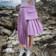 Wreeima Новая модная весенняя Повседневная Женская юбка с высокой талией плиссированная Асимметричная уличная Женская юбка