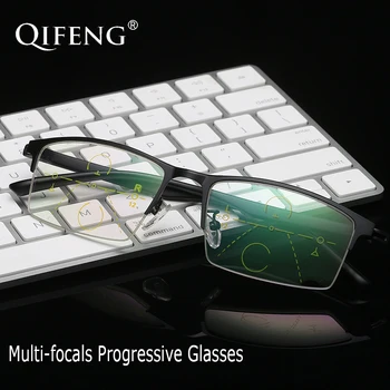 

QIFENG Multi-Focal Progressive Reading Glasses Men Presbyopic Diopter Eyeglasses Male Eyewear +1.0+1.5+2.0+2.5+3.0+3.5 QF216