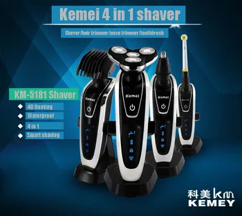 

3D electric shaver 4 in 1 washable rechargeable electric razor kemei men shaving machine nose & hair trimmer toothbrush