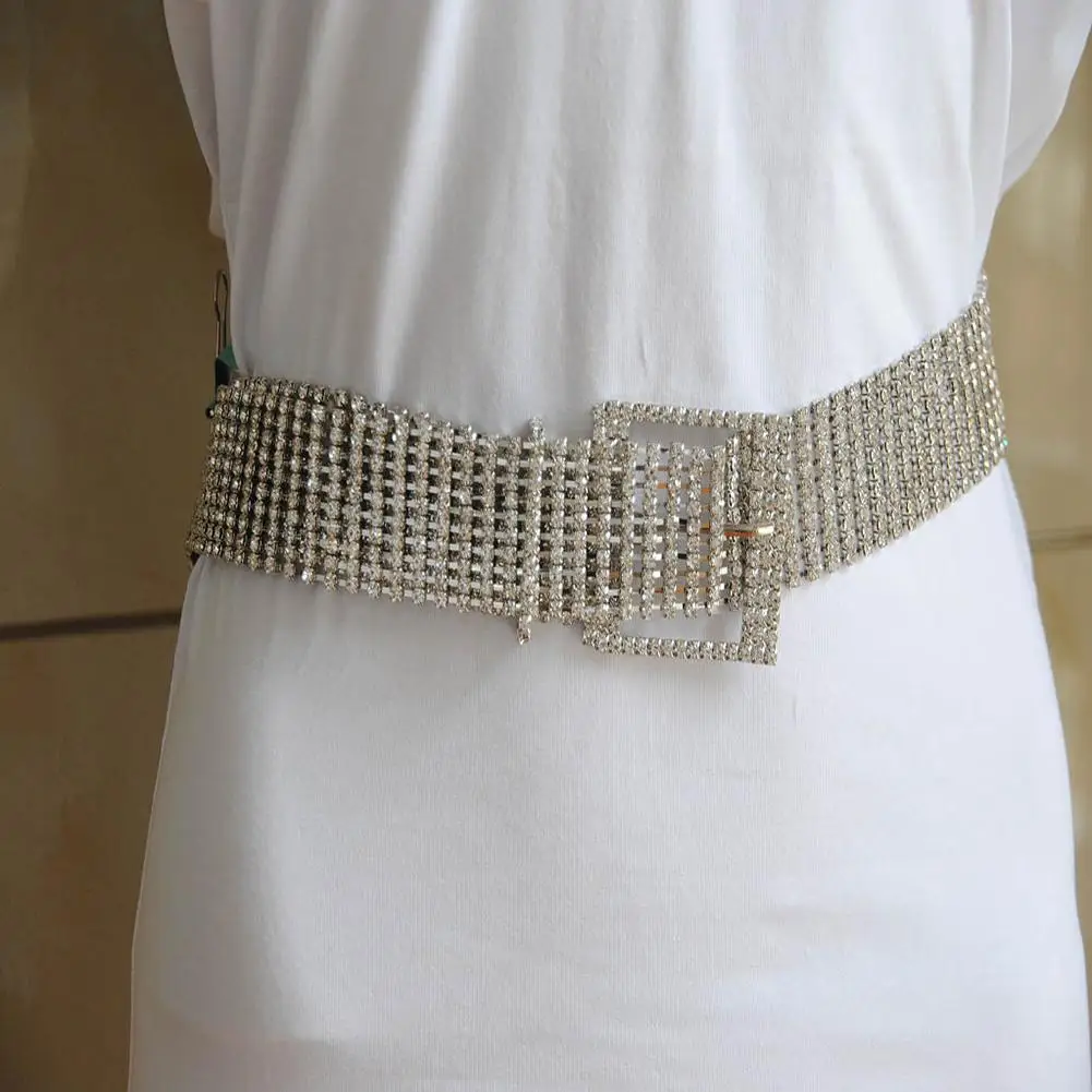Metal Chain Belts Women Diamante Crystal Chain Belt Full Rhinestone