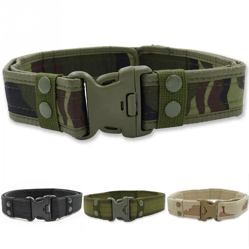 

Tactical Military Canvas Belt Men Outdoor Army Practical Camouflage Waistband with Plastic Buckle Military Training Equipment