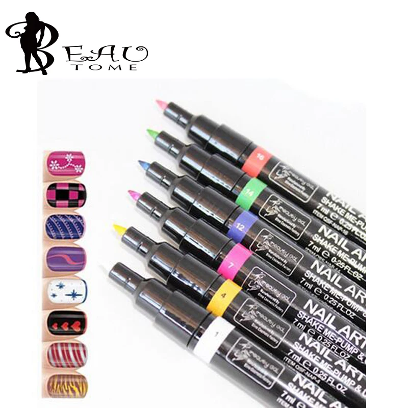 Buy Beautome 16 Colors Nail Art Pen for 3D Nail Art DIY Decoration Nail Polish