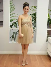 2016 Hot Sake Kurze Champagne Cocktailkleid One-shoulder-halbe Fashion Party Kleider vestidos de fiesta Benutzerdefinierte Größe