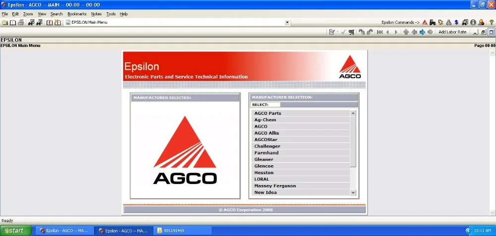 Каталоги и руководства по ремонту SattvDiag AGCO Epsilon UK все в одном Виртуальная система
