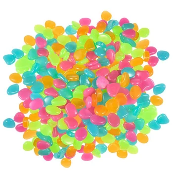 

500Pcs in Dark Garden Glowing Pebbles for Walkway Aquarium Fish Tank Decorative Plant Garden Path Terrace Lawn Glow Stone Colo