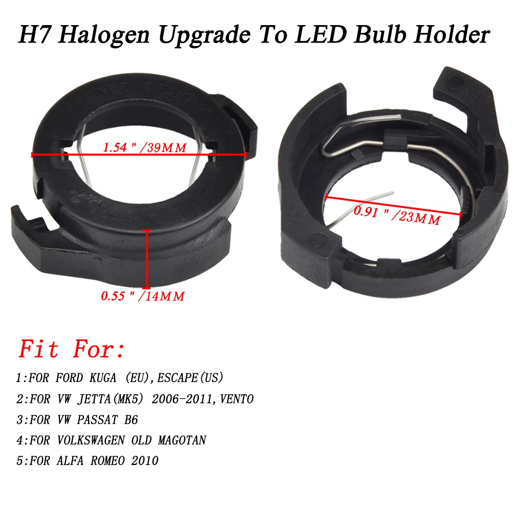

H7 LED Headlight Bulb Adapter Base Retainer Holder For VW Jetta MK5 2006 2007 2008 2009 2010 2011