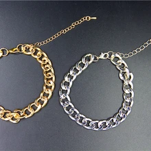 Женские Роскошные позолоченные и Серебристые браслеты с толстой металлической цепочкой для девушек новые ювелирные изделия