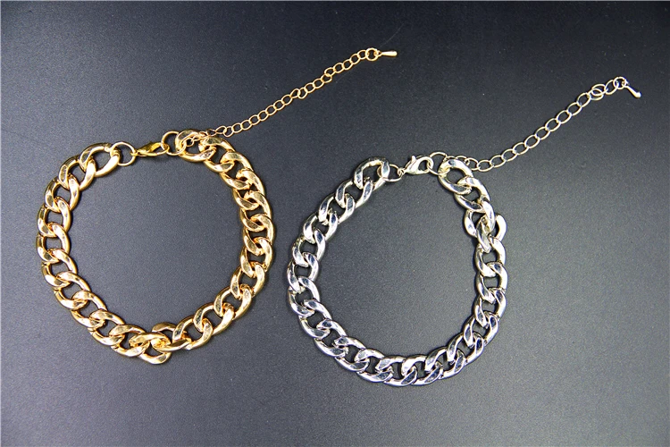 

2017 Women luxury Gold And Silver Color Plated Sound Metal Thick Chain Bracelets for Women Girl New Jewerly